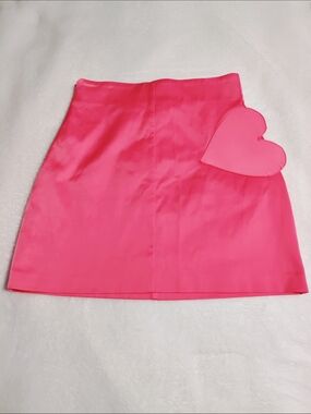 Zara Hot Pink Satin Mini Skirt with Heart Pocket Size XS